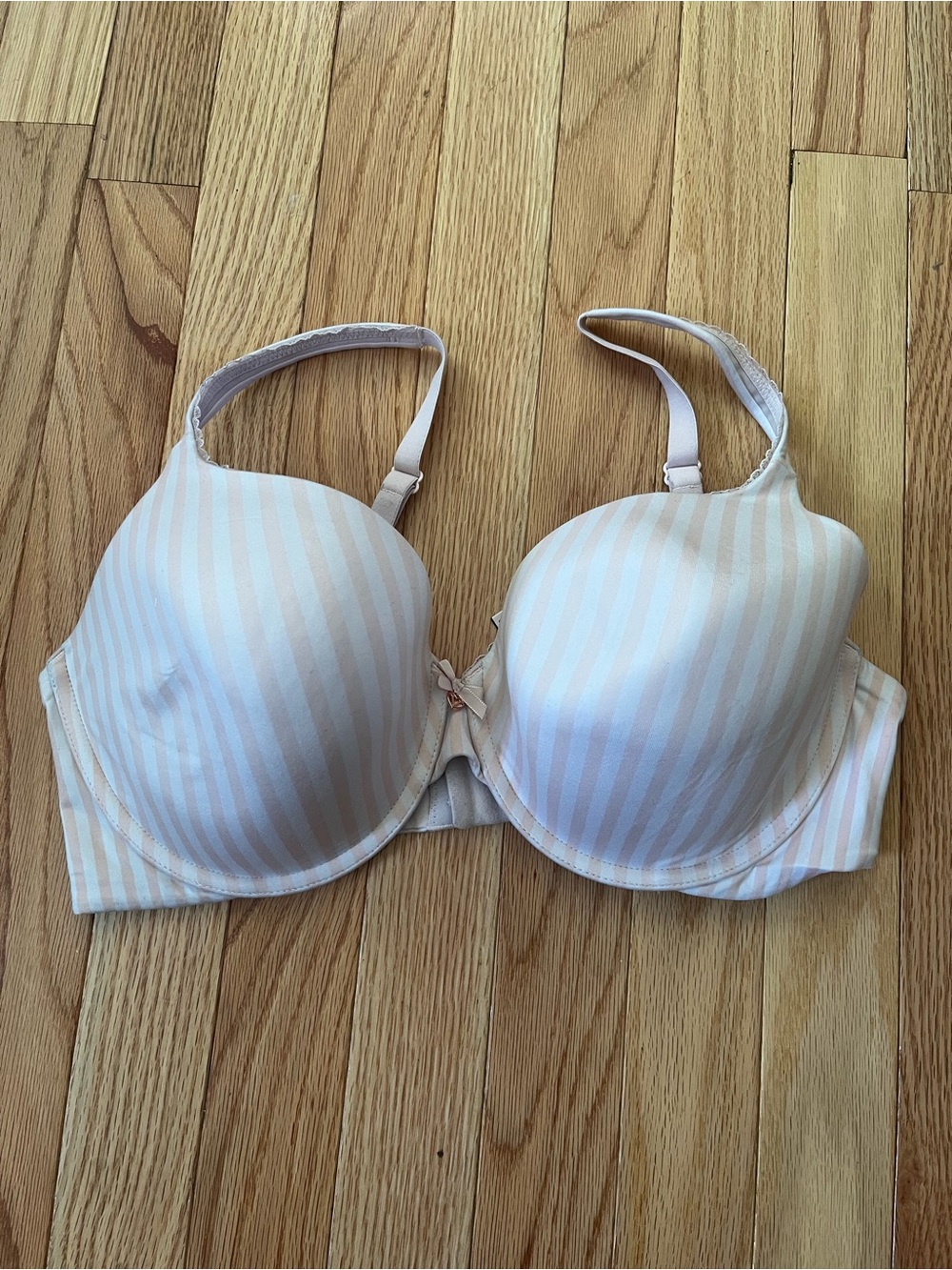 Victoria's Secret Bra 36DD White Pink Stripes Body By Victoria Lined